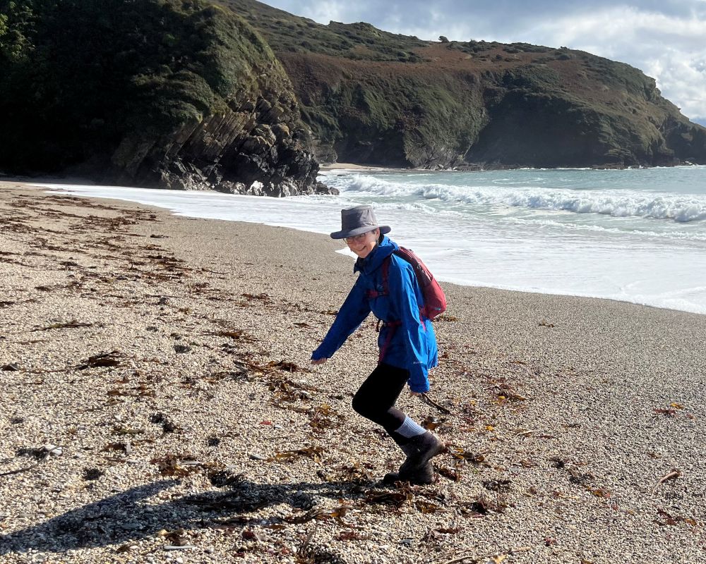 Judith Morris in nature writing her memoir, Stepping out of Silence
